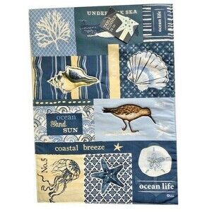 Shell Starfish Table Runner Appliqued Beach Summer House Sand Dollar 13x72
